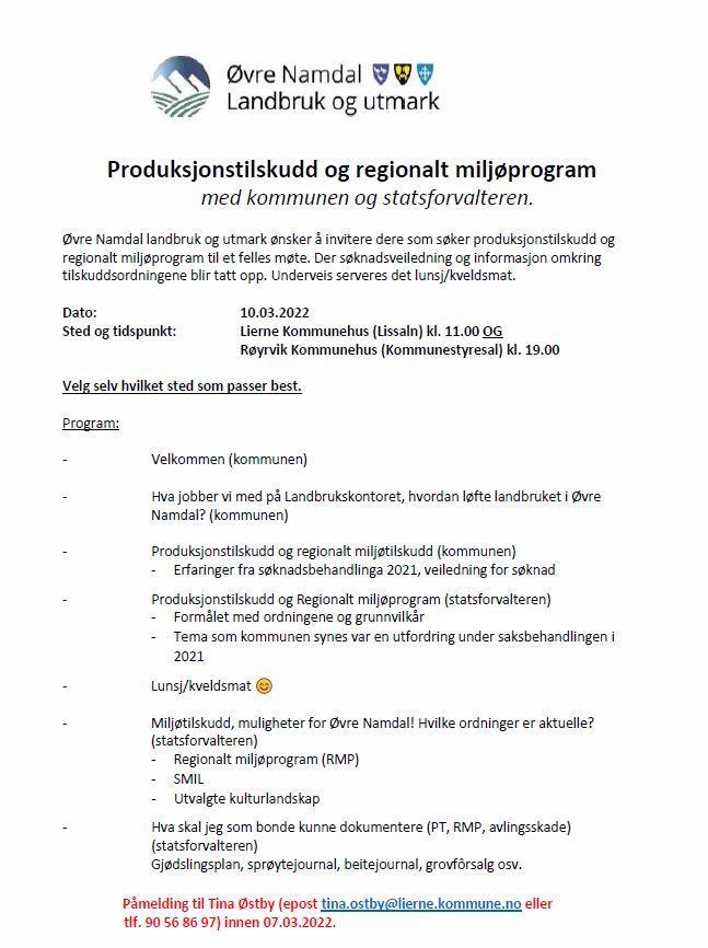 Ny Dato! Infomøte Produksjonstilskudd Og Regionalt Miljøprogram ...